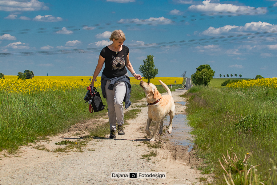 Golden Retriver Hunter und Frauchen